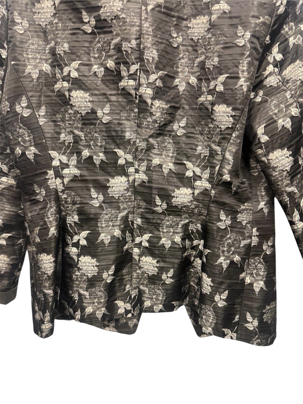 Zanella Chloe Floral Brocade Blazer Jacket Black Silver Size 14 Italy Silk Blend - Picture 5 of 9
